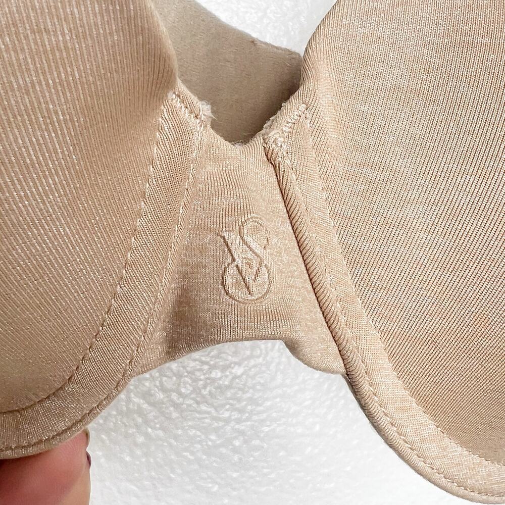 VICTORIA'S SECRET Uplift Semi Demi Underwire Push Up Bra Lined Nude Size 34DD - Picture 4 of 7